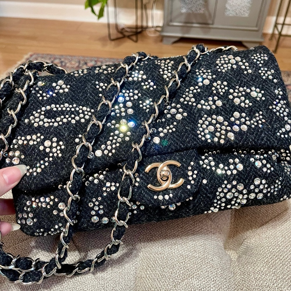 💥SOLD💥 Chanel Flap Bag Strass Crystals Leopard Print Tweed